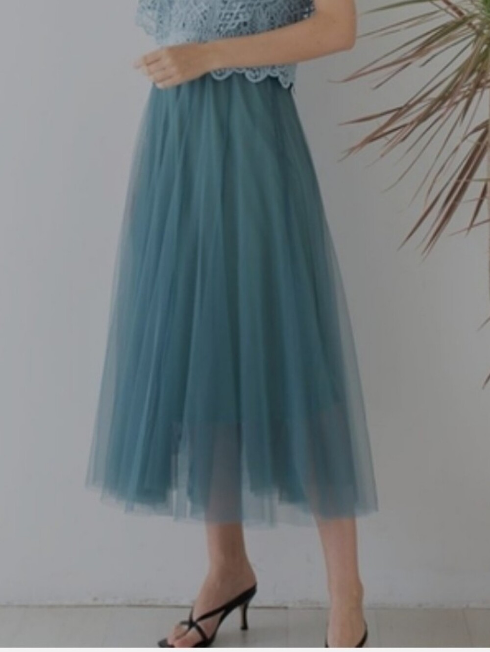 Chicwish My Secret Garden Tulle Maxi Skirt Turqouise